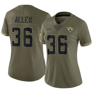 Limited LeQuint Allen Women's Jacksonville Jaguars 2022 Salute To Service Jersey - Olive