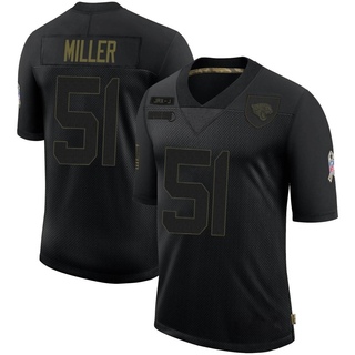 Limited Ventrell Miller Men's Jacksonville Jaguars 2020 Salute To Service Jersey - Black