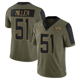 Limited Ventrell Miller Men's Jacksonville Jaguars 2021 Salute To Service Jersey - Olive