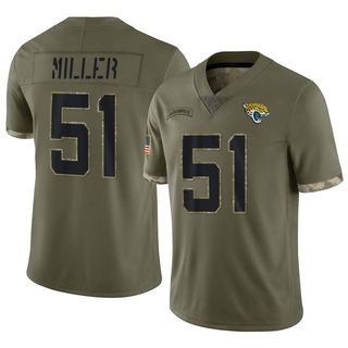 Limited Ventrell Miller Men's Jacksonville Jaguars 2022 Salute To Service Jersey - Olive